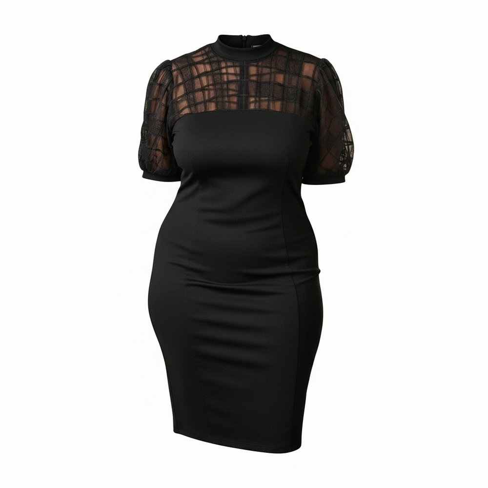 A3 Design Black Mesh Sleeve Dress